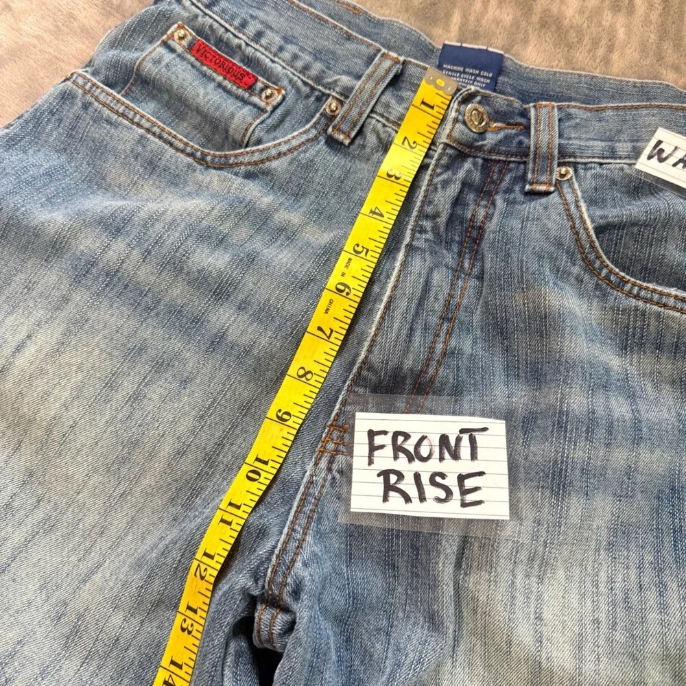 Victorious Urban Underground Denim Cargo Shorts Jorts Mens 32 Baggy Y2K Skate